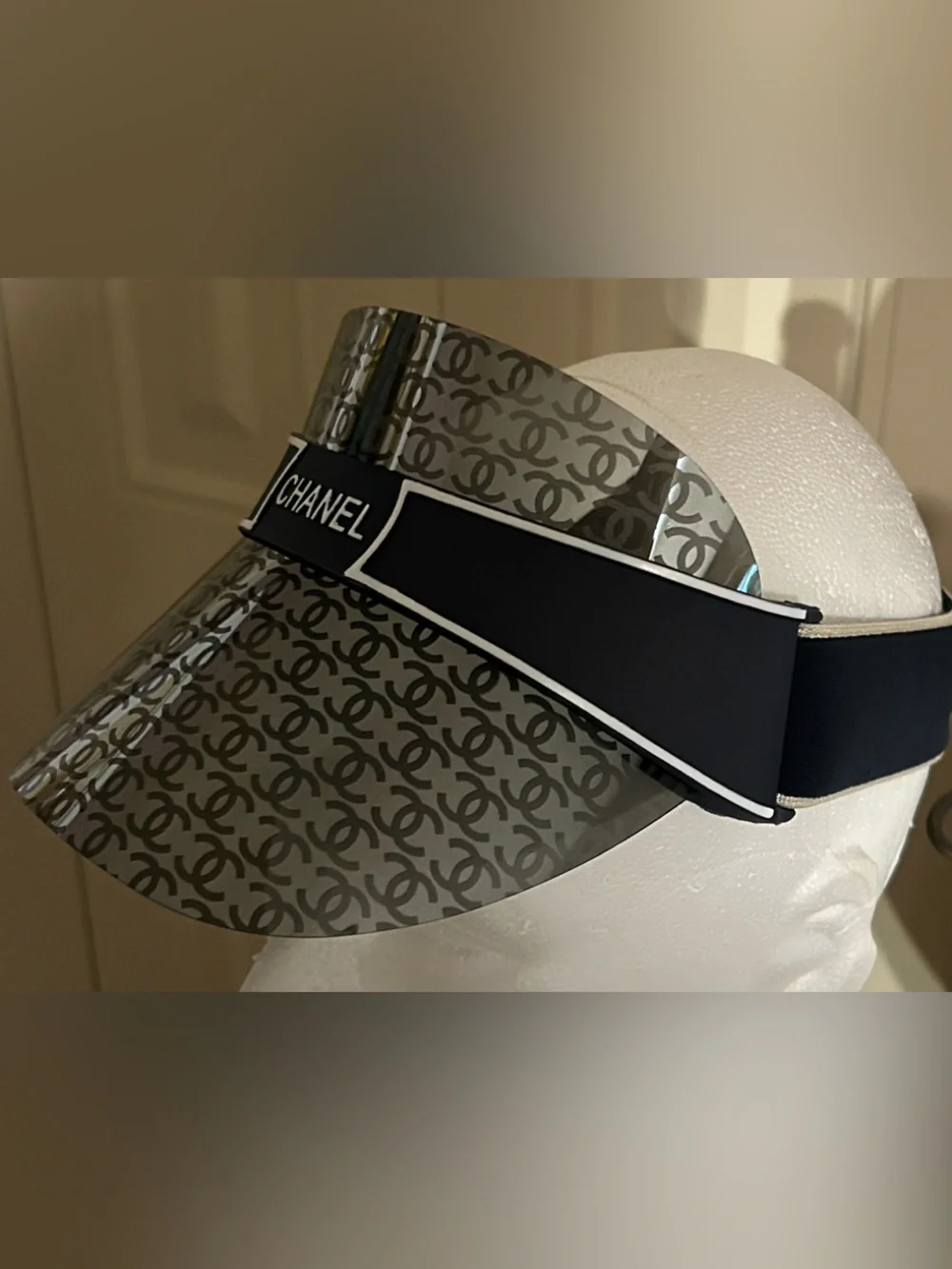 CHANEL Navy and Black Logo Visor - Picture 1 of 7